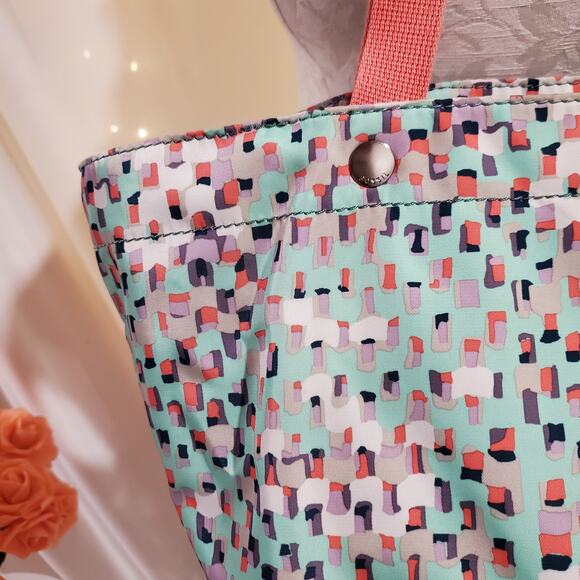 Fossil Keyper EW Shopper Tote Seafoam Blue Coral Multi Large Shoulder Bag 2017 - Picture 2 of 15